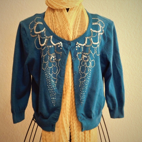 Forever 21 Sweaters - Forever 21 Blue Shrug Cotton Angora Cardigan L